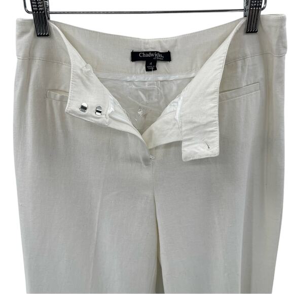 Chadwick’s Linen Wide Leg Pants Contoured High Waist Lined Pants Trousers Size 4 - Picture 5 of 12